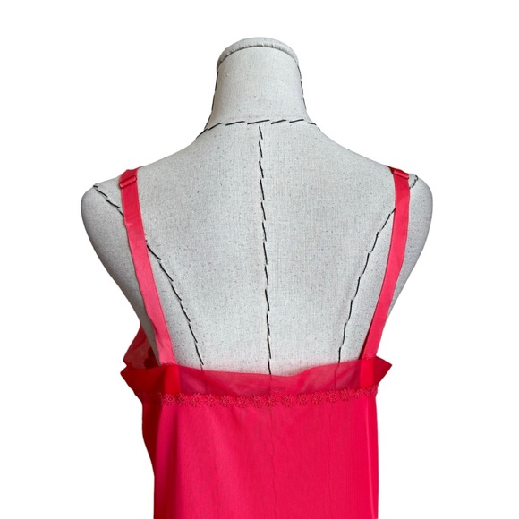 Vintage 50s 60s Nan Flower Red Nylon Slip Nightgown Boudoir Rockabilly Grunge 38 - Picture 5 of 13